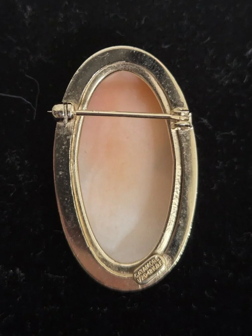 Vtg Catamore Shell Cameo Brooch 12K Gold Filled Hand Carved 1/20 12K GF Pin